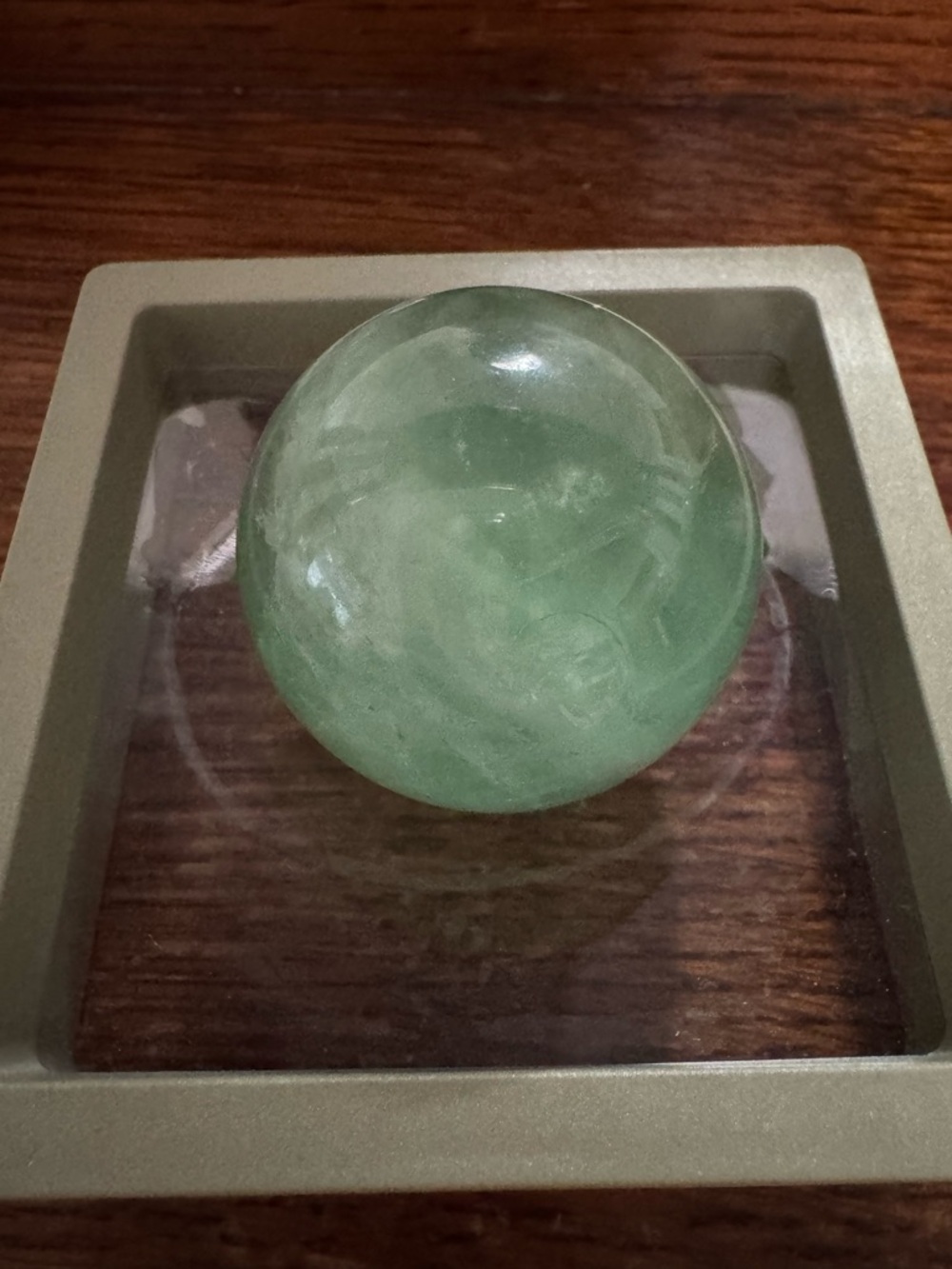 Green fluorite crystal sphere ball small gem rainbow - Picture 5 of 6